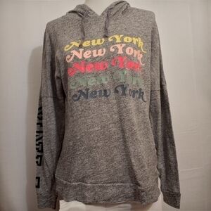 𝅺pink Gray Long Sleeve Hooded T-shirt